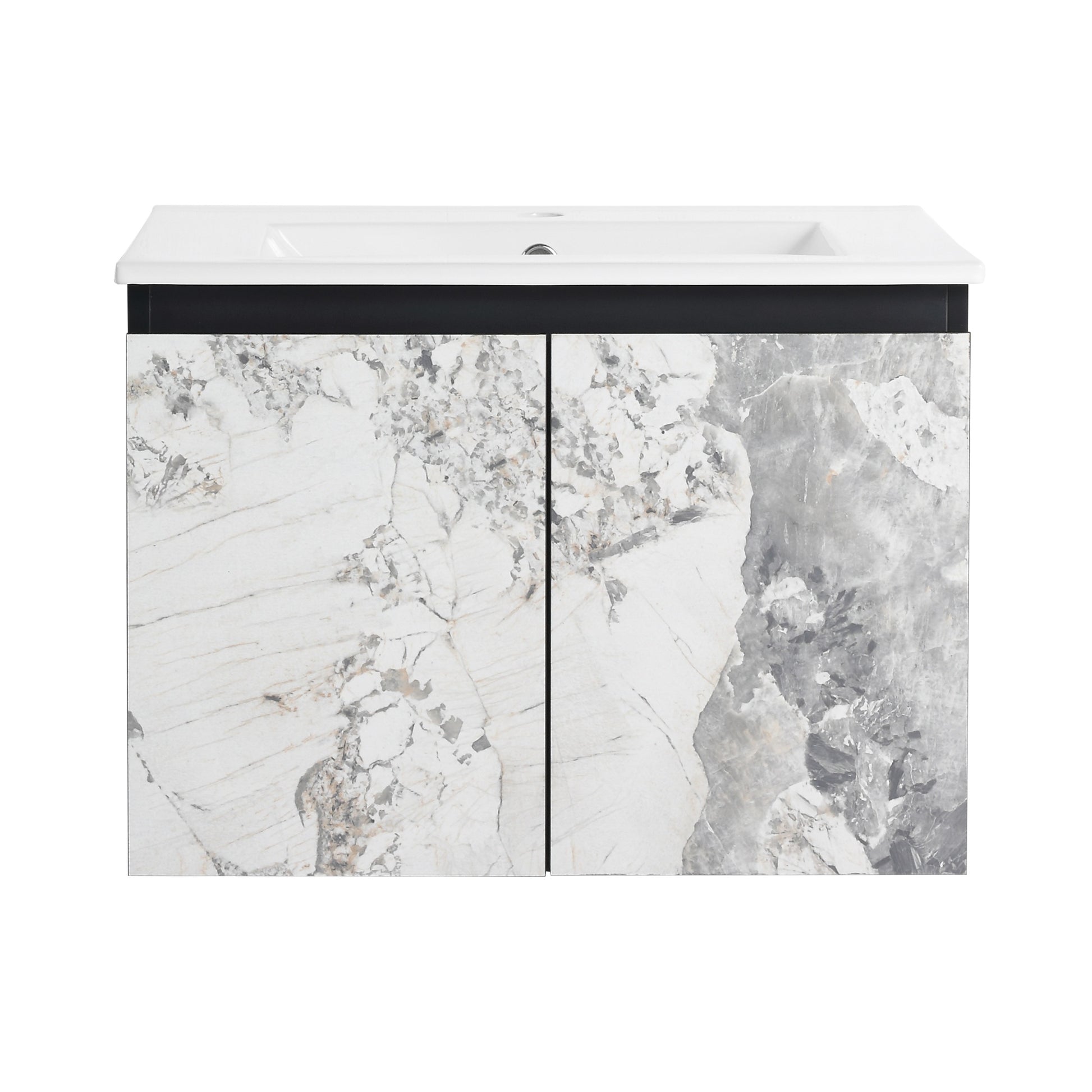 24/48 Inch Stylish Floating Wall-Mounted Bathroom Vanity with Ceramic Sink
