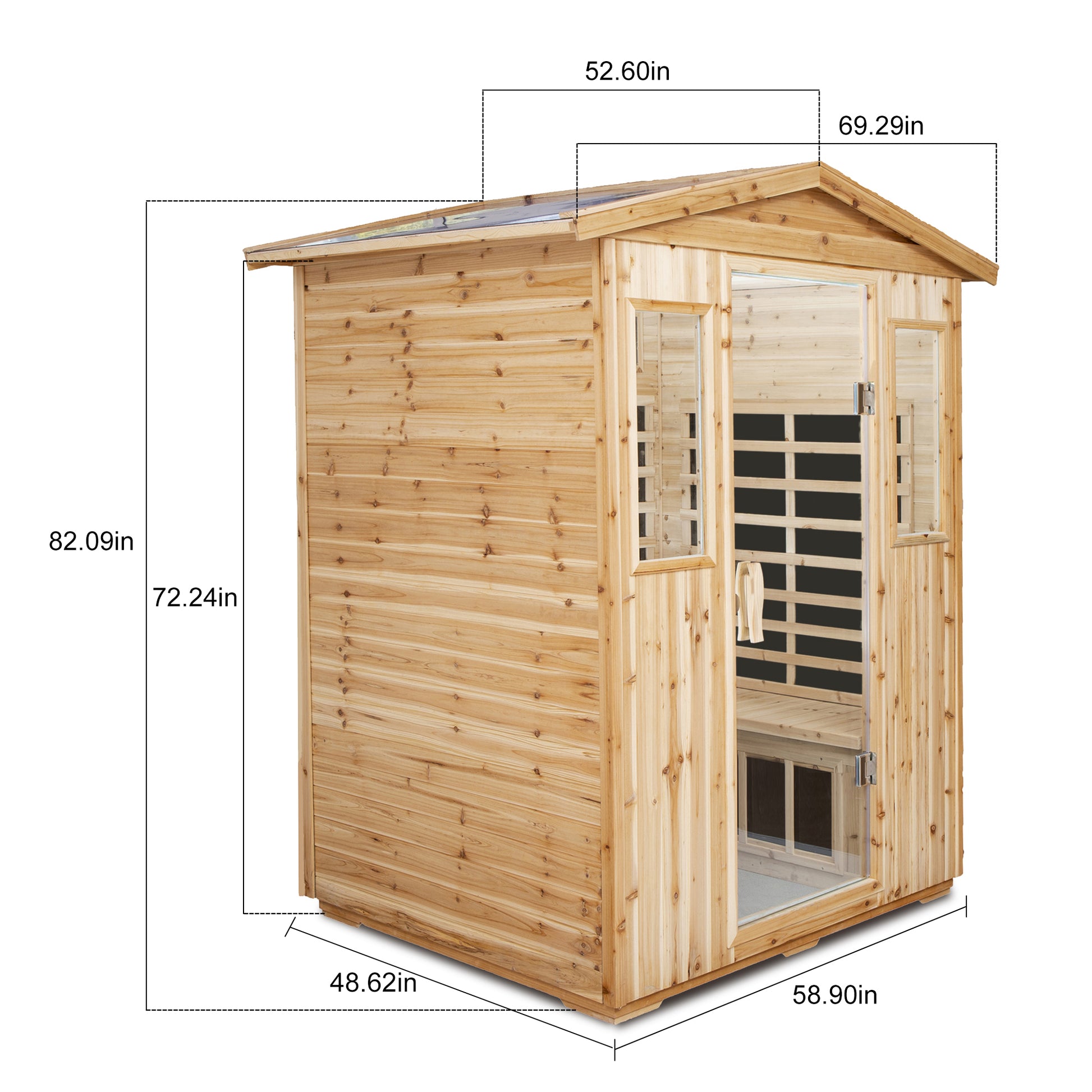 4-Person Outdoor Far Infrared Sauna with Bluetooth & LED Lighting