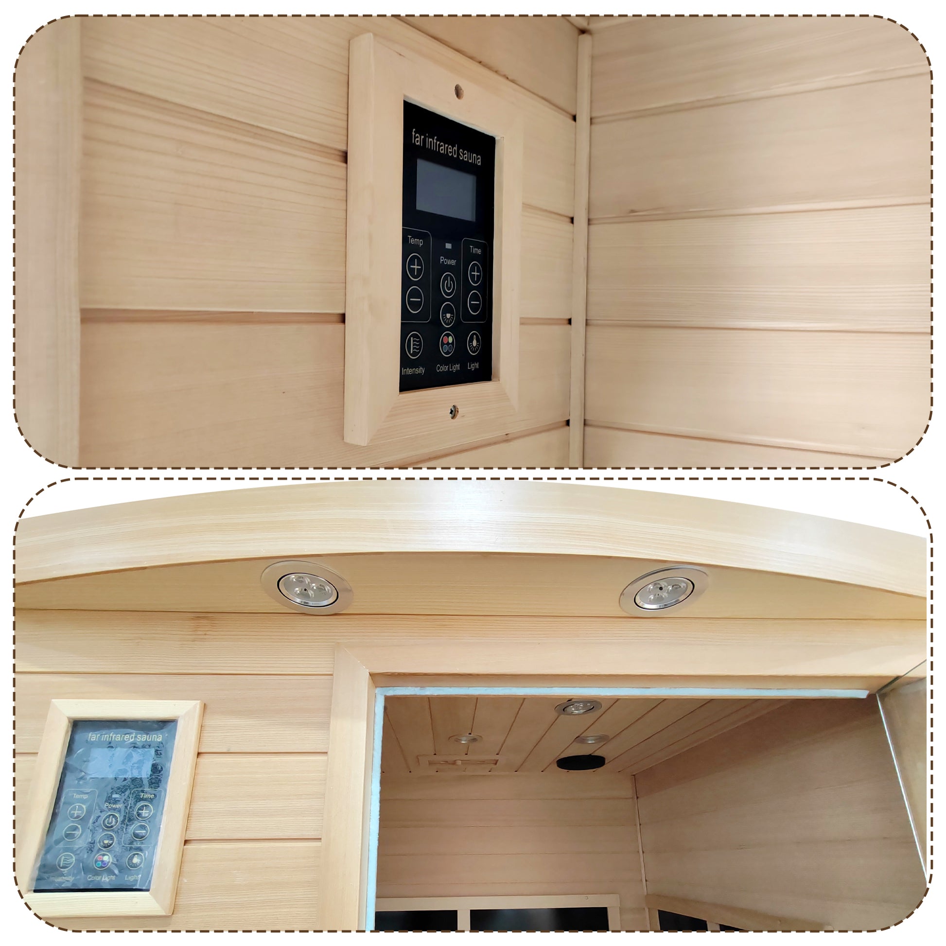 2-Person Hemlock Low EMF Infrared Sauna with Bluetooth and LED Lights