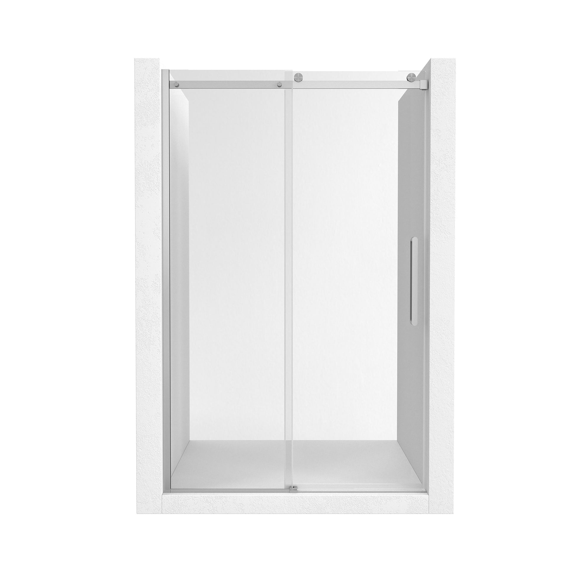 48"x76" Sleek Frameless Single Sliding Shower Door in Matte Black/Brushed Nickel/Chrome with Anti-jump Technology