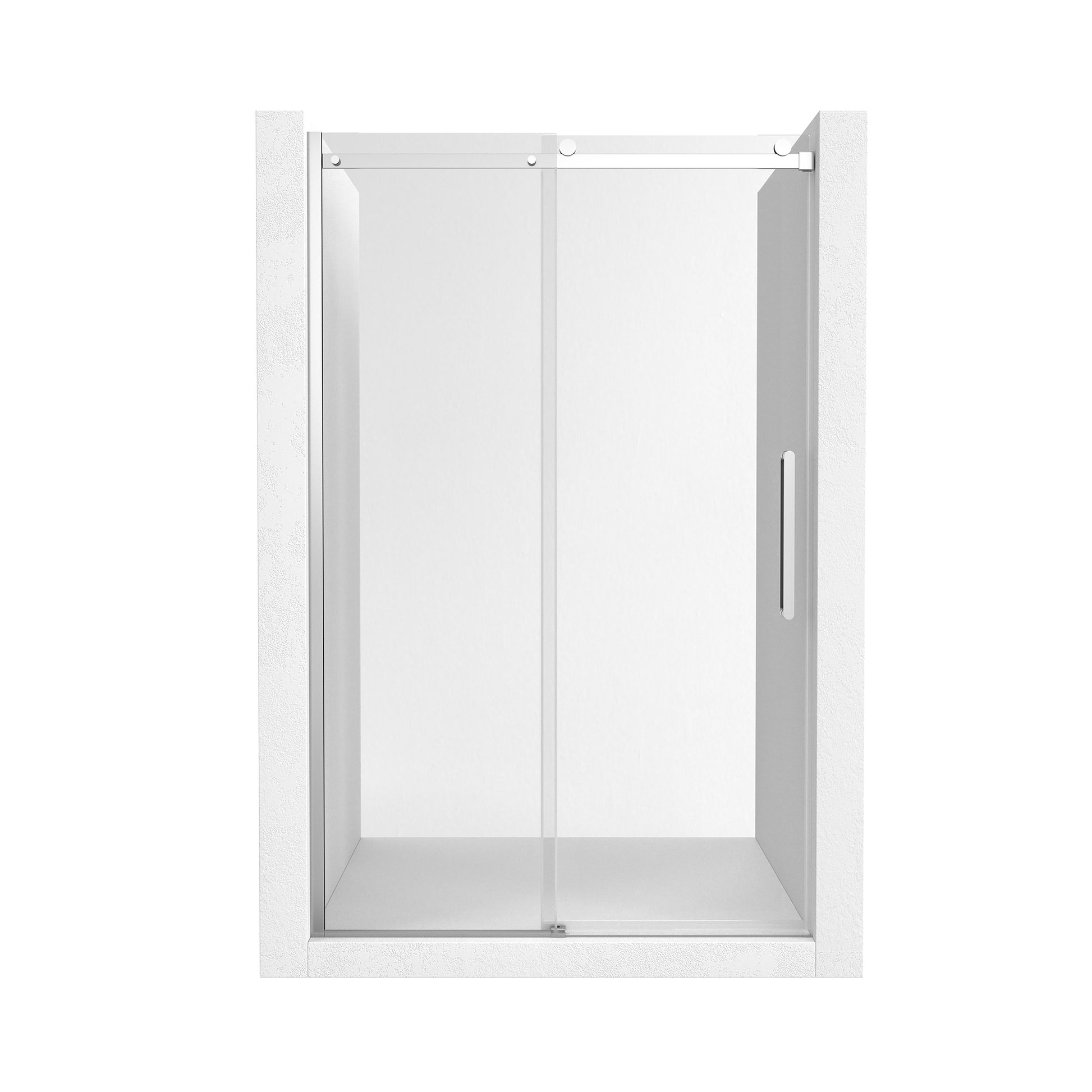 48"x76" Sleek Frameless Single Sliding Shower Door in Matte Black/Brushed Nickel/Chrome with Anti-jump Technology