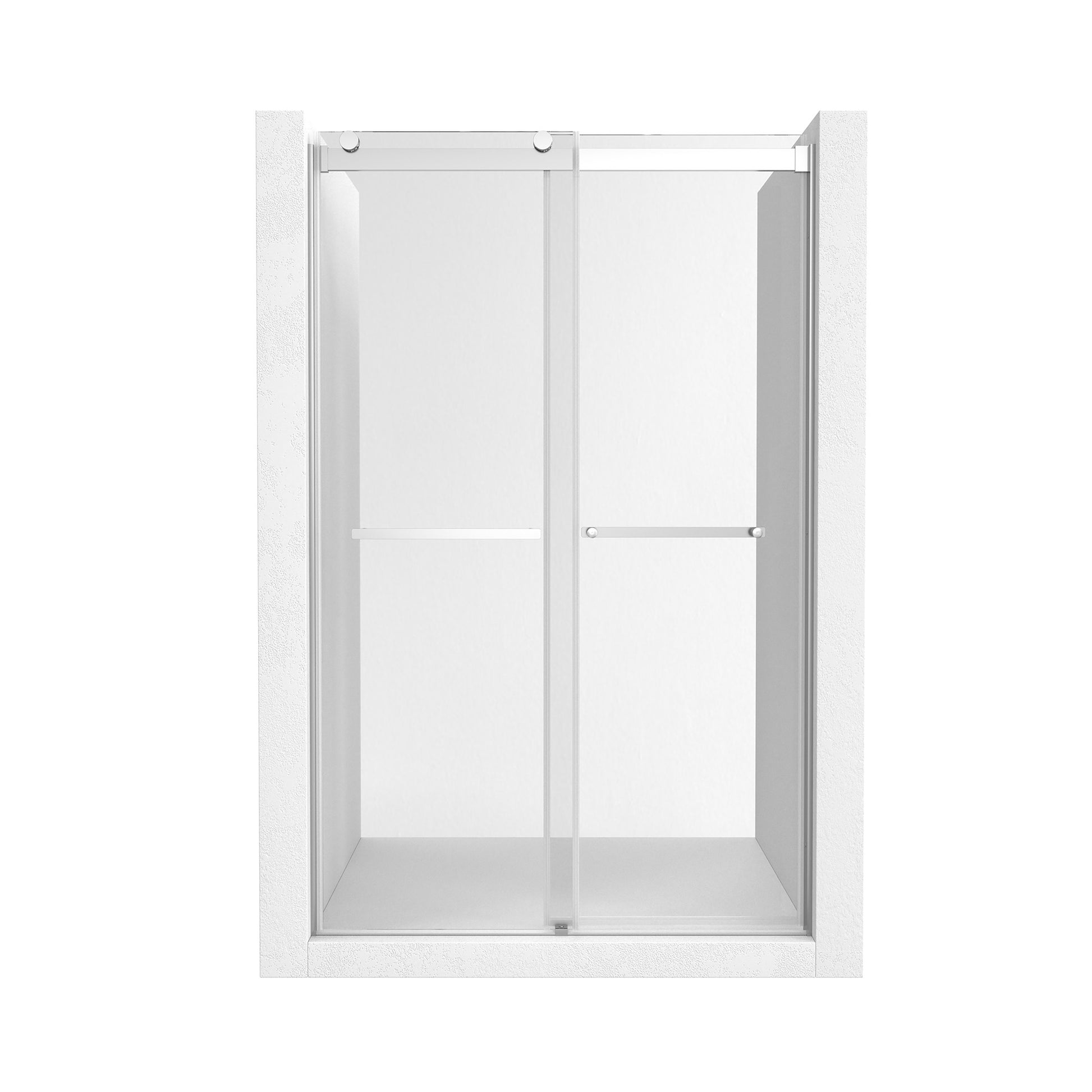 48"x76" Double Frameless Shower Door in Matte Black/Brushed Nickel/Chrome, Sliding Shower Enclosure with Rounded Corners Tempered Glass