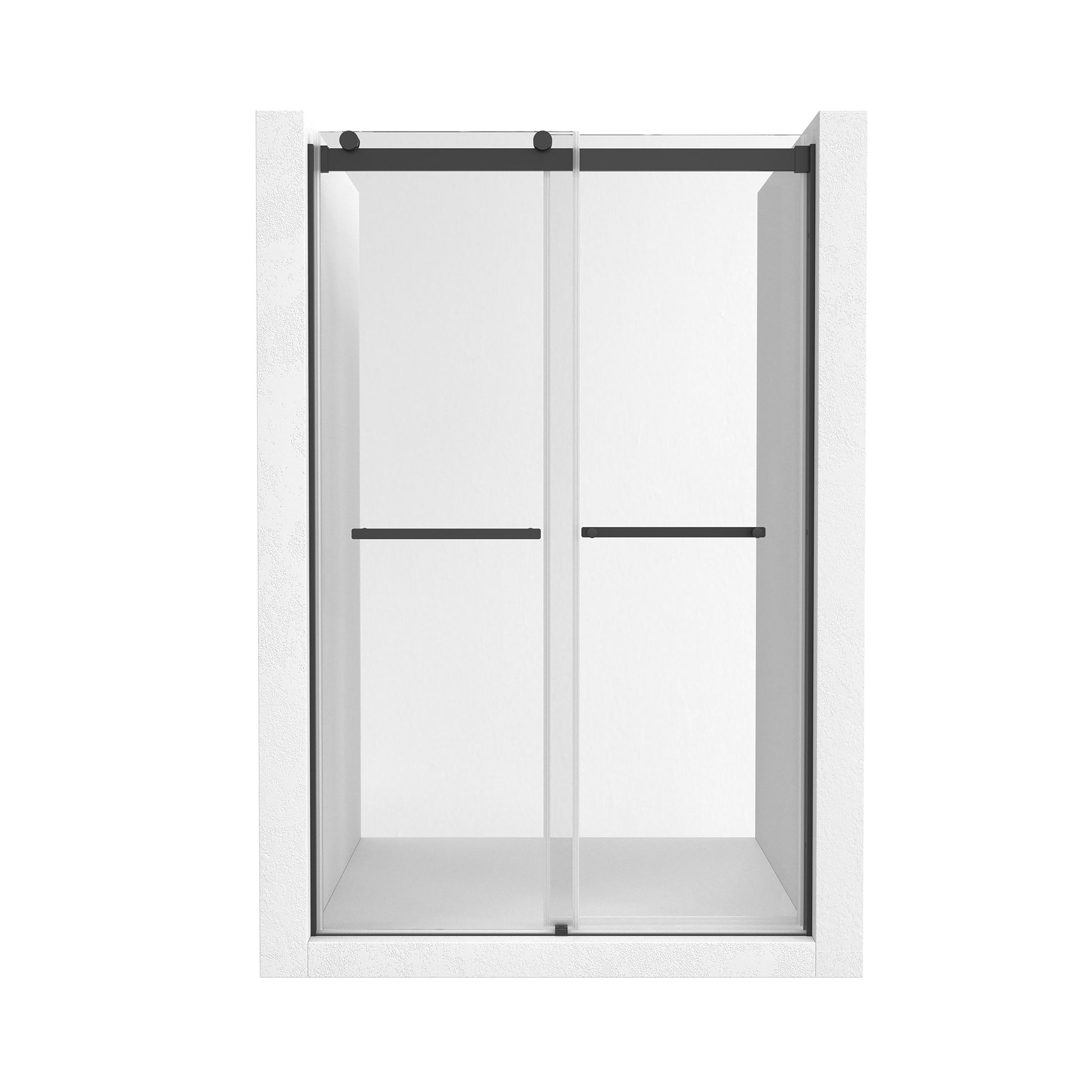 48"x76" Double Frameless Shower Door in Matte Black/Brushed Nickel/Chrome, Sliding Shower Enclosure with Rounded Corners Tempered Glass