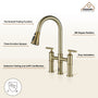 Double-Handle Kitchen Faucet with Pull-Out Sprayer Infrared Sensor in Brushed Nickel/Matte Black/Brushed Gold