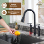 Double-Handle Kitchen Faucet with Pull-Out Sprayer Infrared Sensor in Brushed Nickel/Matte Black/Brushed Gold