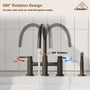 3 Hole Kitchen Faucet with Pull Down Sprayer and Faucet Side Sprayer Matte Black Brushed Gold Brushed Nickel