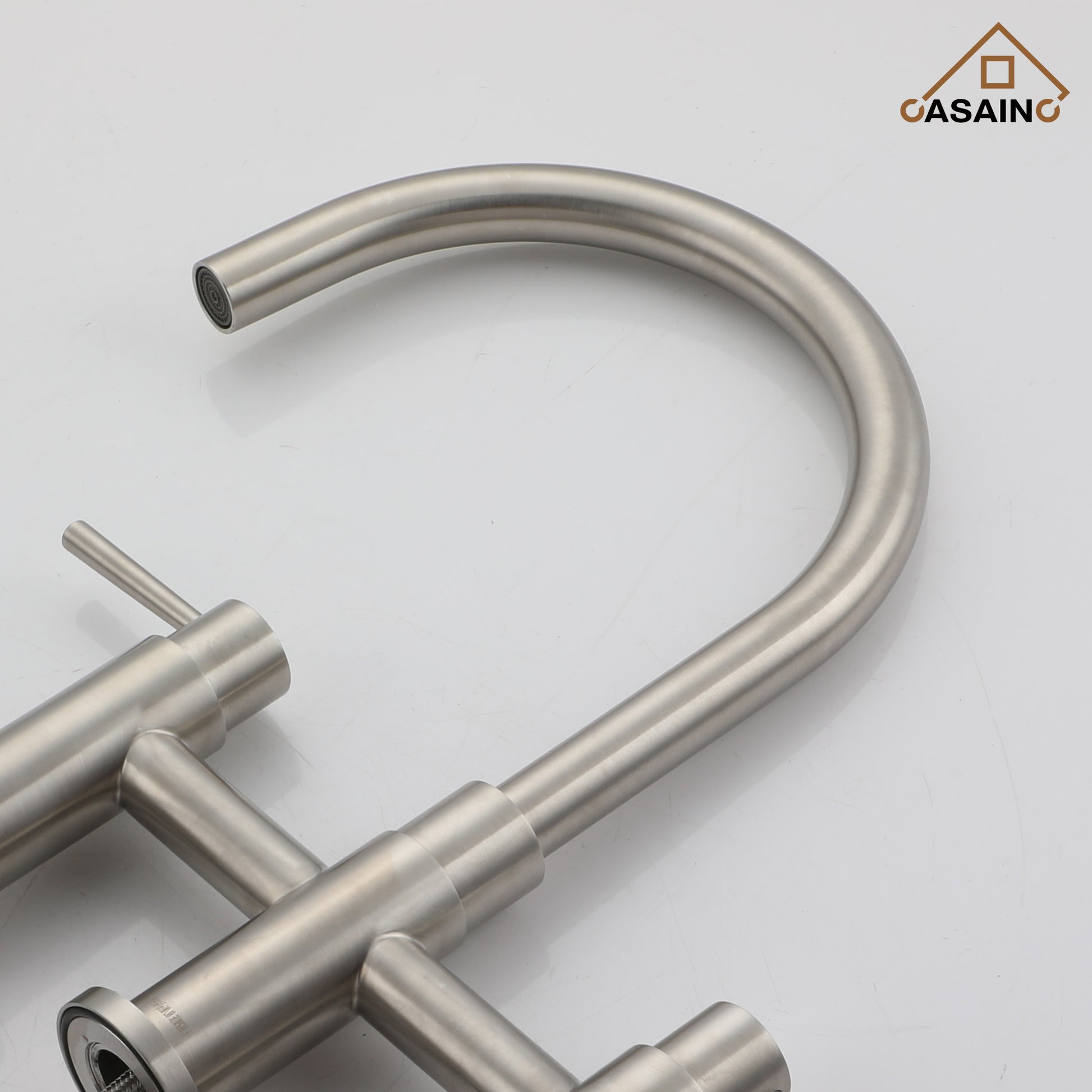 3 Hole Kitchen Faucet with Pull Down Sprayer and Faucet Side Sprayer Matte Black Brushed Gold Brushed Nickel