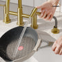 3 Hole Kitchen Faucet with Pull Down Sprayer and Faucet Side Sprayer Matte Black Brushed Gold Brushed Nickel