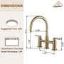 3 Hole Kitchen Faucet with Pull Down Sprayer and Faucet Side Sprayer Matte Black Brushed Gold Brushed Nickel
