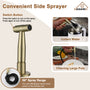 3 Hole Kitchen Faucet with Pull Down Sprayer and Faucet Side Sprayer Matte Black Brushed Gold Brushed Nickel