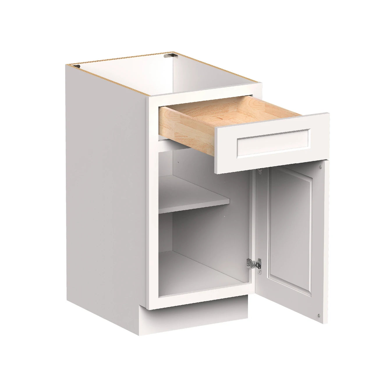 White Shaker RTA Kitchen Cabinets - L-Shaped Cabinet Set (13' × 7' Layout)