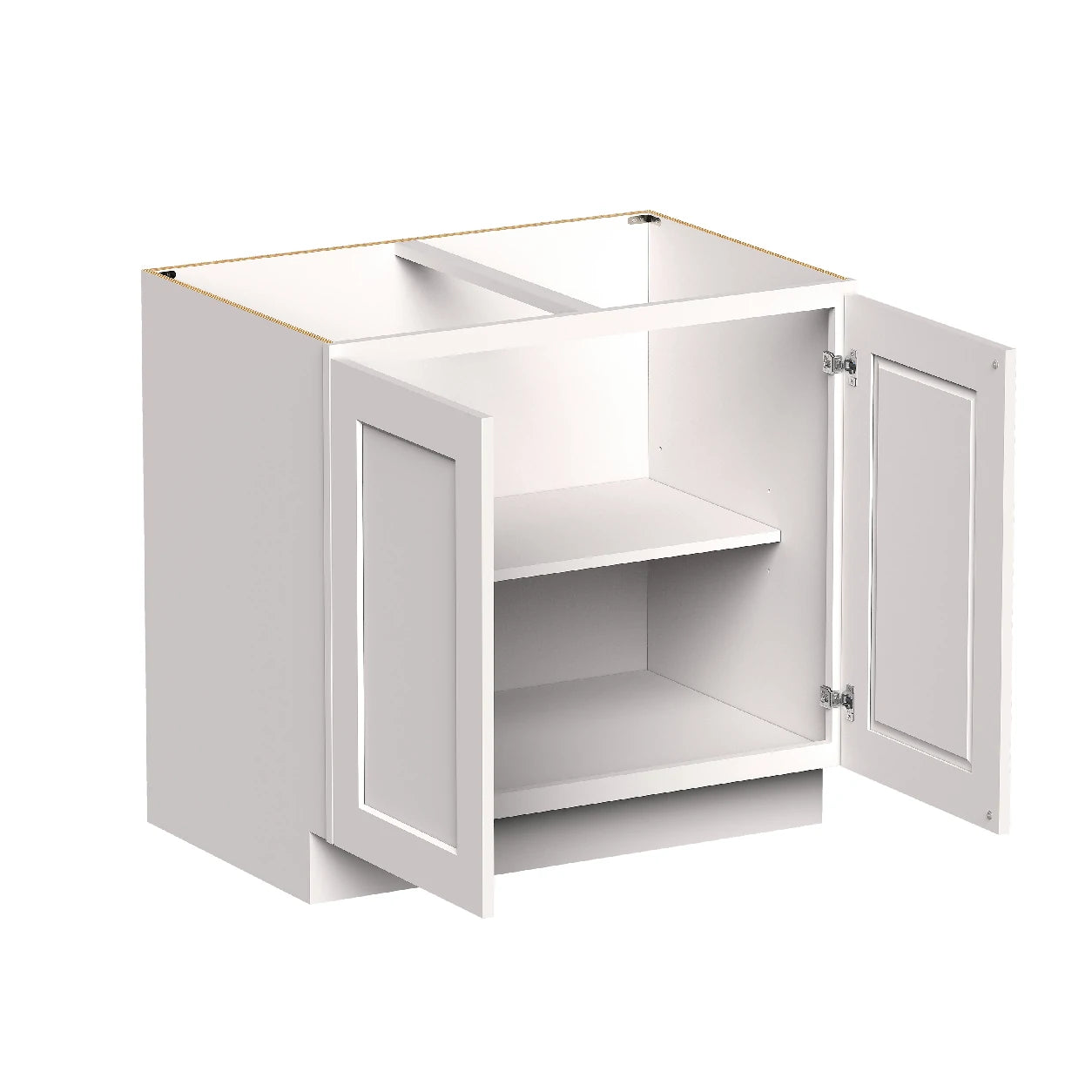 White Shaker RTA Kitchen Cabinets - L-Shaped Cabinet Set (13' × 7' Layout)