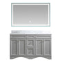 CASAINC 60 x 22 x 35.4 in. Solid Wood Bath Vanity with Marble Top and Backsplash in Gray/White (No/With Mirror)-CASAINC