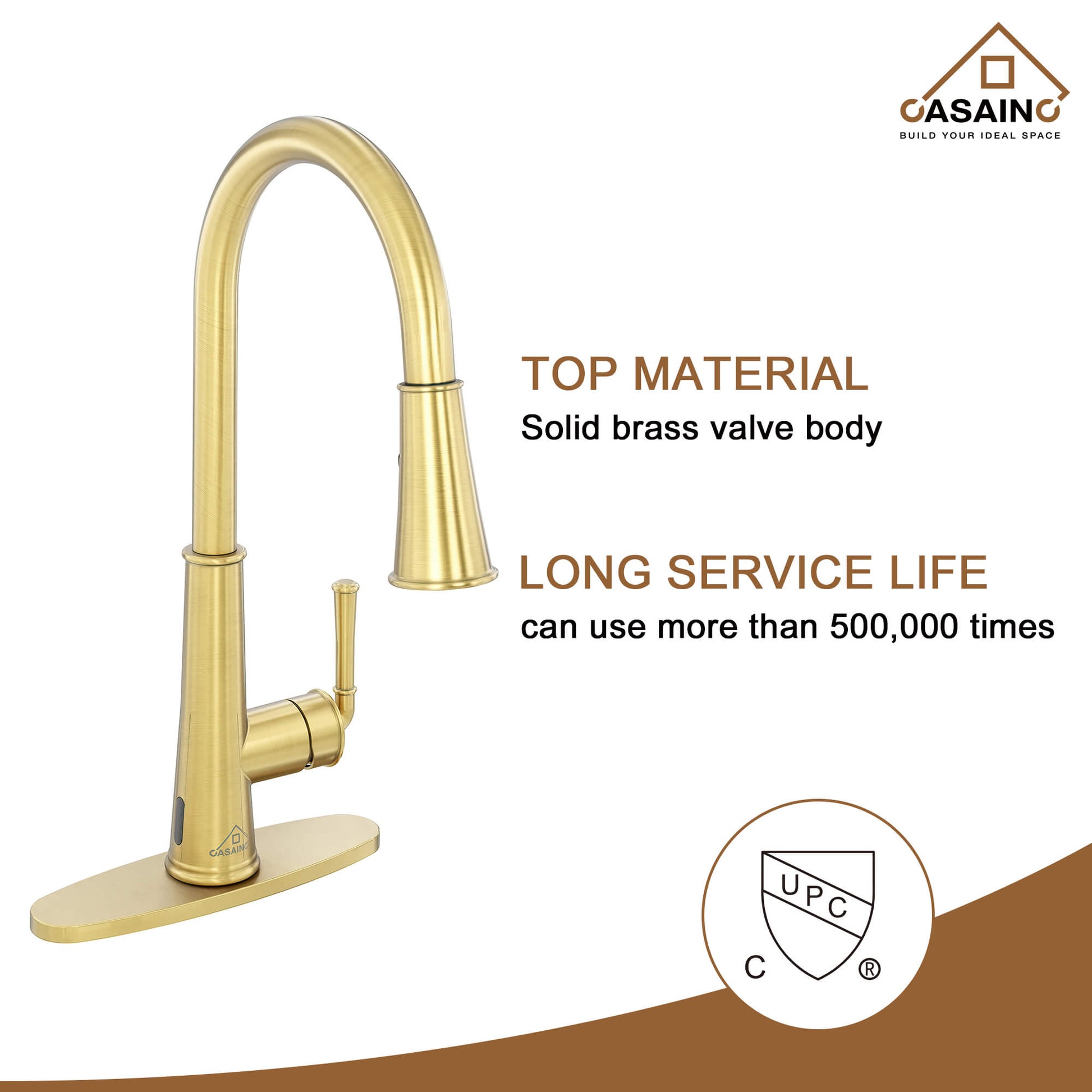 CASAINC Infrared Induction touchless pull down single handle Kitchen Faucet With LED Function in Matte Black/1.8gpm, soap dispenser contain-CASAINC