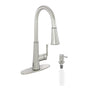 CASAINC Infrared Induction touchless pull down single handle Kitchen Faucet With LED Function in Matte Black/1.8gpm, soap dispenser contain-CASAINC
