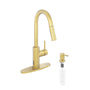 CASAINC Infrared Induction touchless pull down single handle Kitchen Faucet With LED Function in Matte Black/1.8gpm, soap dispenser contain-CASAINC