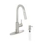 CASAINC Infrared Induction touchless pull down single handle Kitchen Faucet With LED Function in Matte Black/1.8gpm, soap dispenser contain-CASAINC