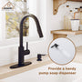 CASAINC Infrared Induction touchless pull down single handle Kitchen Faucet With LED Function in Matte Black/1.8gpm, soap dispenser contain-CASAINC