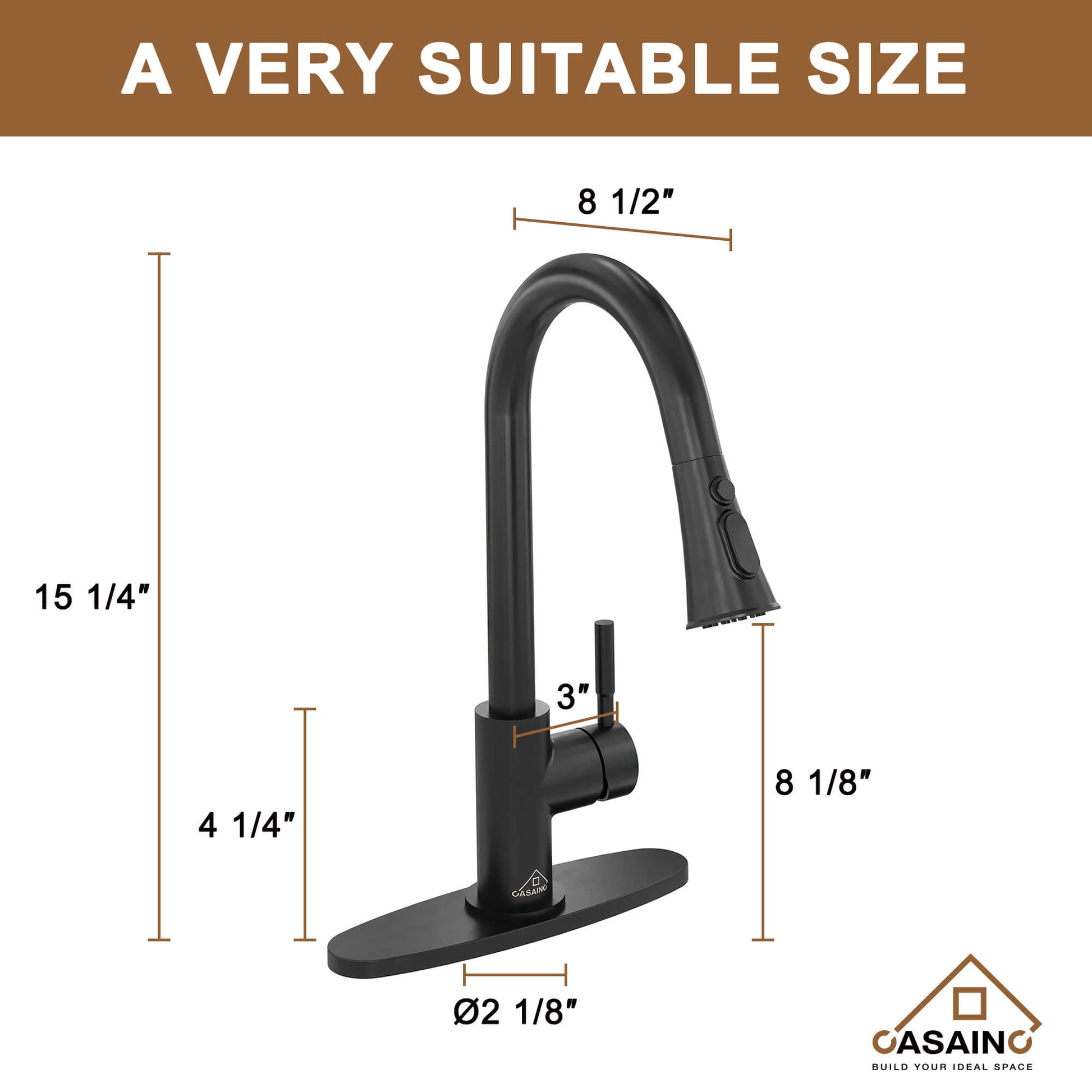CASAINC 1.8GPM Pull-out Kitchen Faucet in Matte Black/White-CASAINC