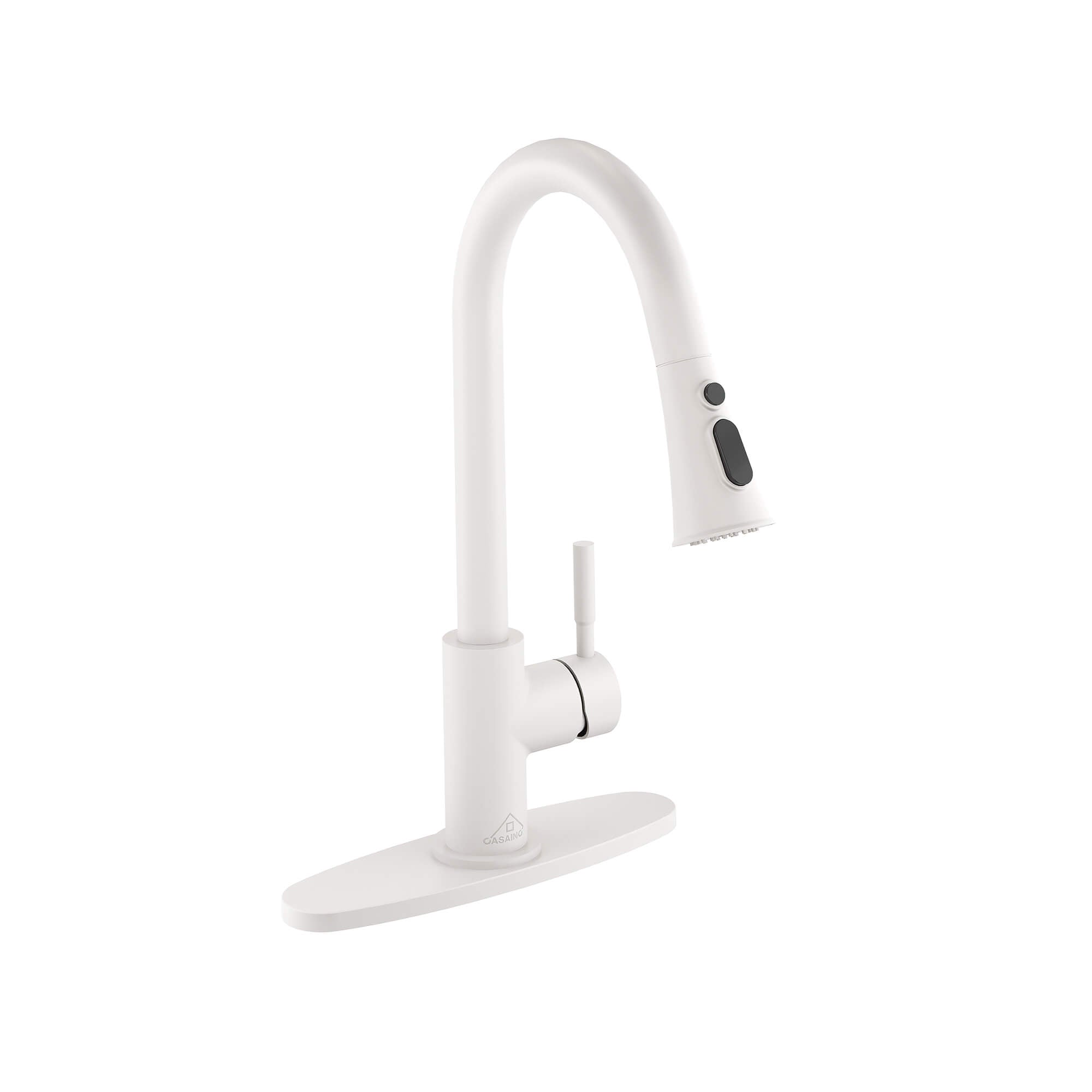 CASAINC 1.8GPM Pull-out Kitchen Faucet in Matte Black/White-CASAINC
