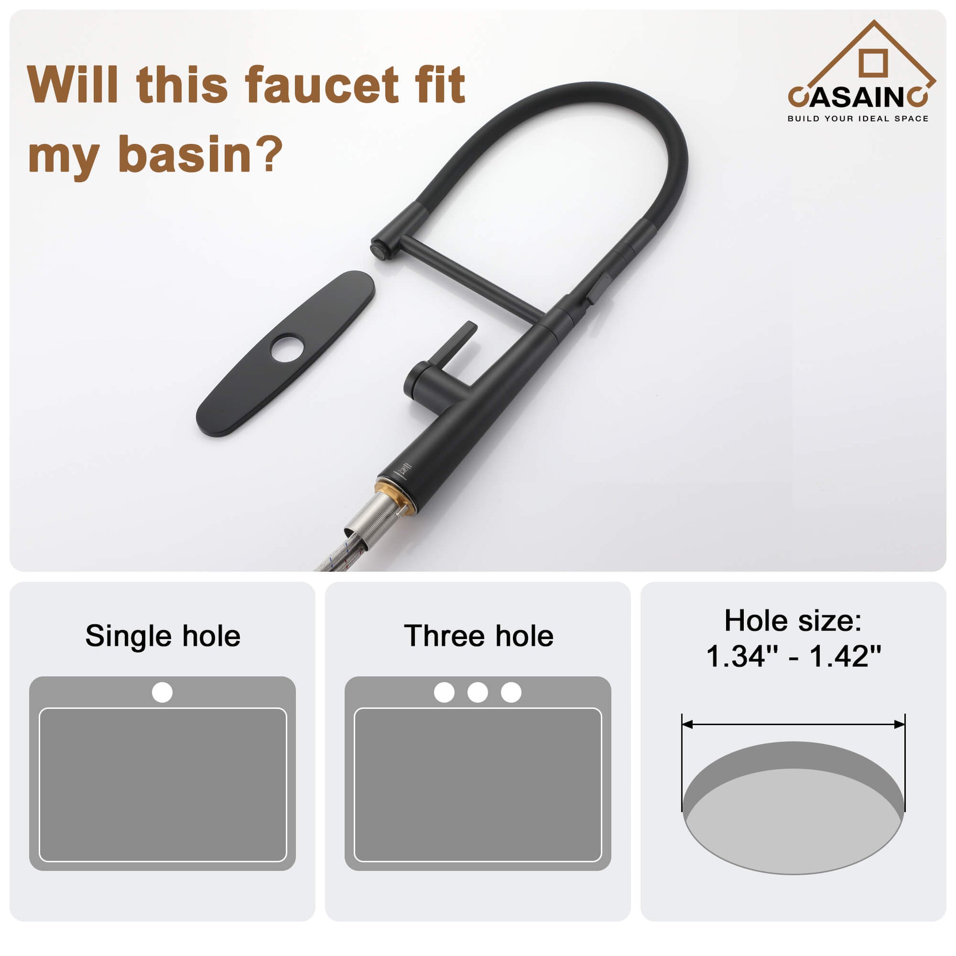 CASAINC 1.8GPM Silicone Kitchen Faucet in Brushed Nickel and More-CASAINC