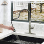CASAINC pull down kitchen faucet with 1.8gpm spray head function switch in mattle black/brushed nickel-CASAINC