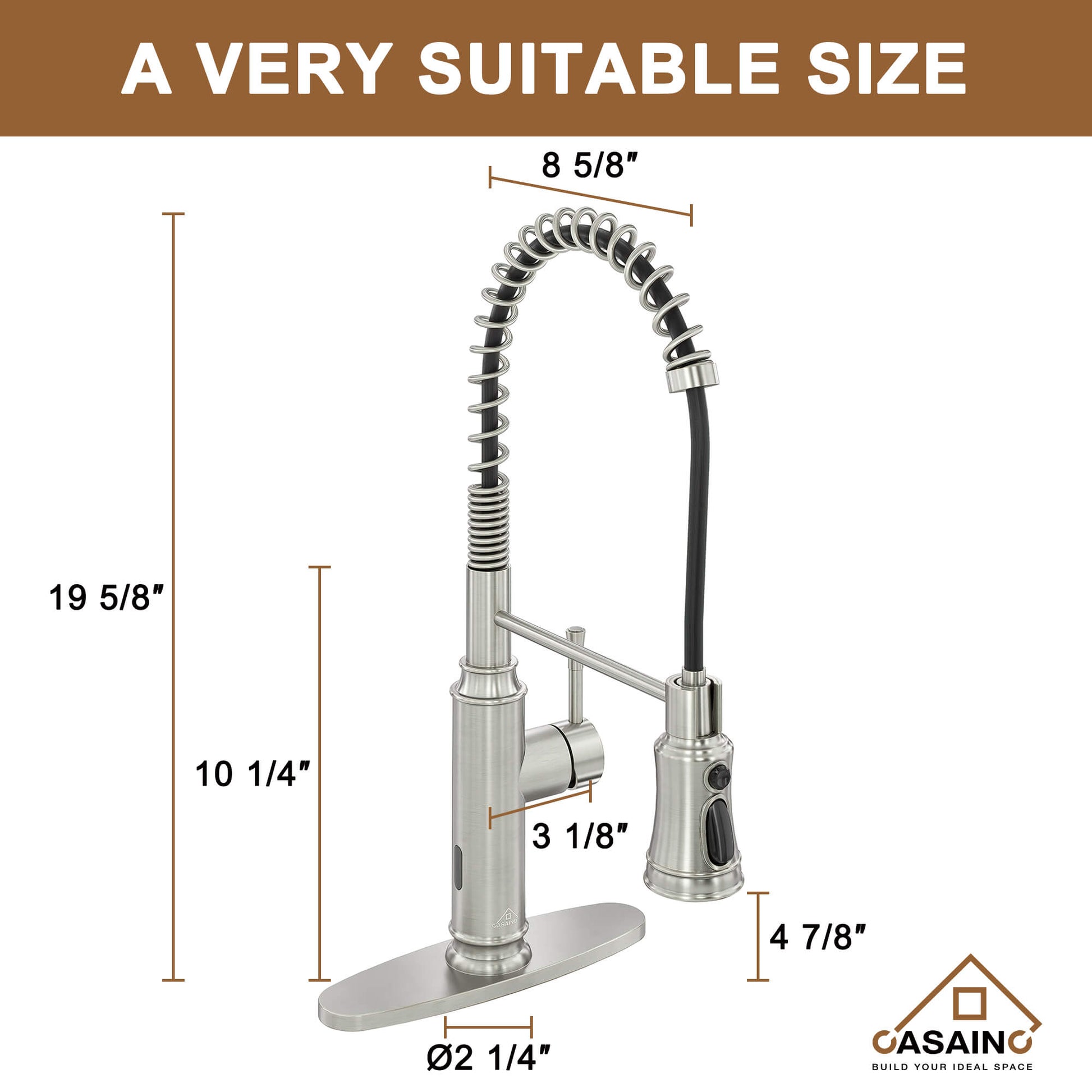 CASAINC pull down kitchen faucet with 1.8gpm spray head function switch in mattle black/brushed nickel-CASAINC