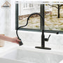 CASAINC pull down kitchen faucet with 1.8gpm spray head function switch in mattle black/brushed nickel-CASAINC