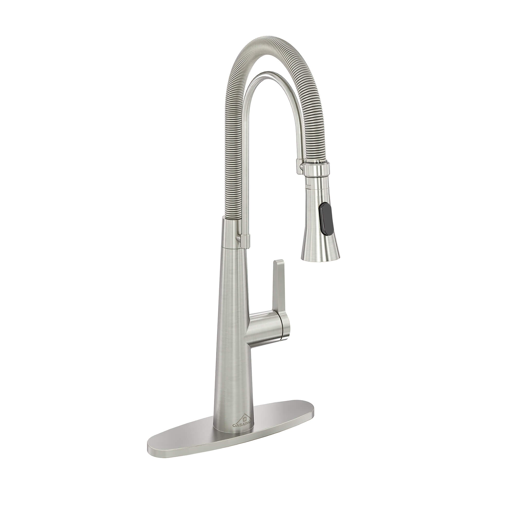 CASAINC 1.8GPM Two-function Spring Kitchen Faucet in Brushed Nickel/Gold and Black-CASAINC