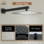 CASAINC Wall-Mounted/Ceiling-Mounted 2-Function Shower System with Handheld Shower in Matte Black