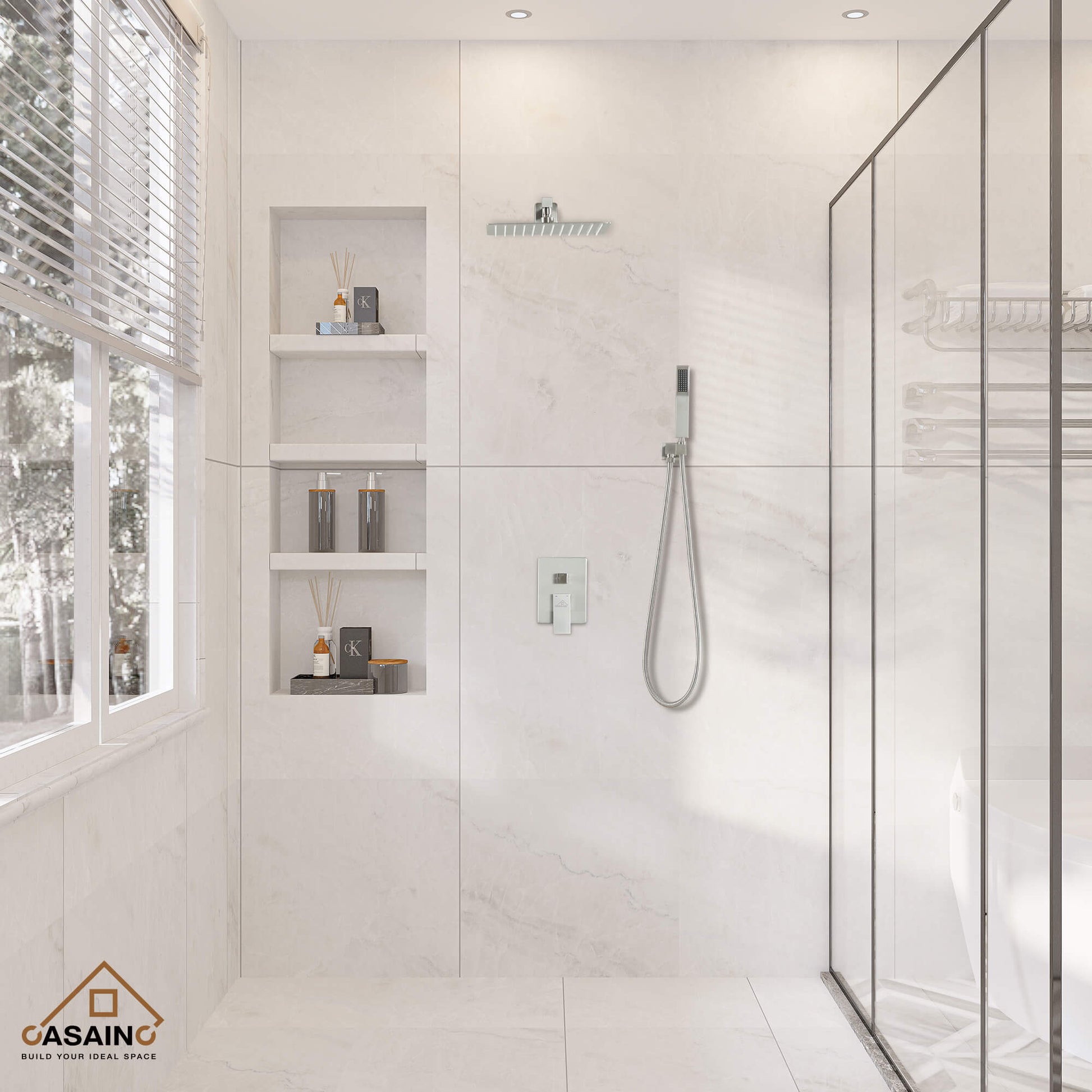 CASAINC 2-Function Shower System with Handheld Shower in Brushed Nickel/Matte Black