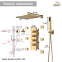 CASAINC Luxury 12 in. Thermostatic Wall Mounted Rainfall Shower Faucet Dual Shower Heads System With 6 Body Jets