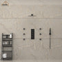CASAINC Luxury 12 in. Thermostatic Wall Mounted Rainfall Shower Faucet Dual Shower Heads System With 6 Body Jets