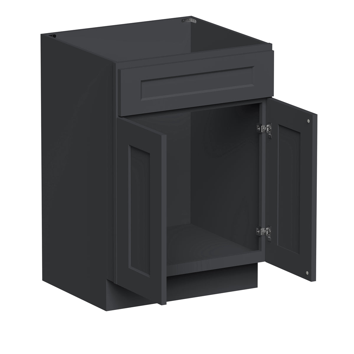 Cyber Grey RTA 24"/30"W x 21"D x 34.5"H Vanity Base Cabinet with 2 Doors and 1 False Drawer