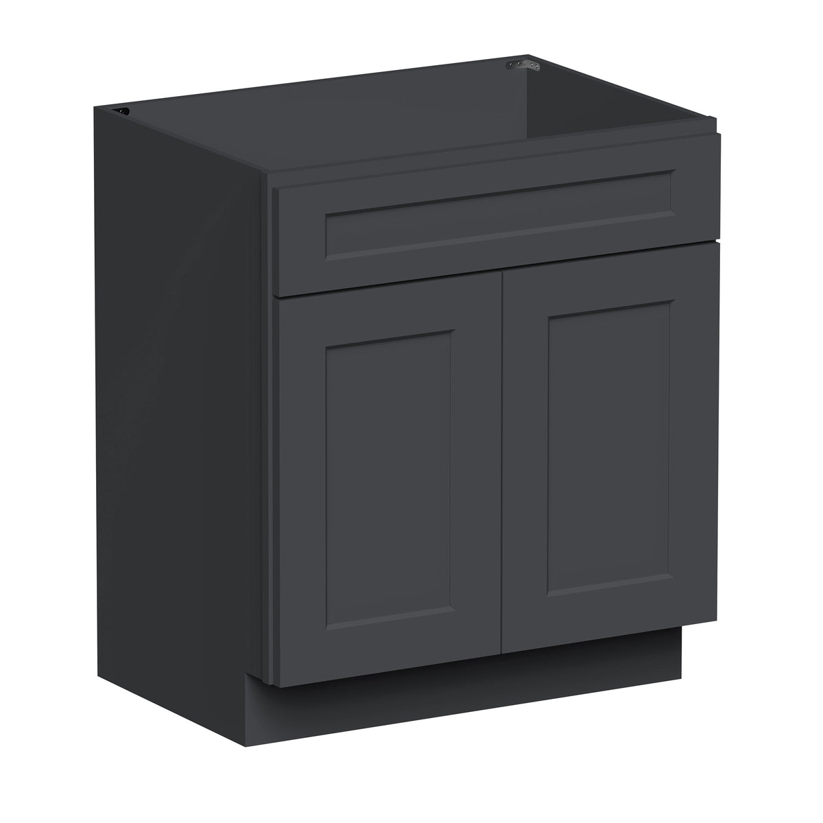 Cyber Grey RTA 24"/30"W x 21"D x 34.5"H Vanity Base Cabinet with 2 Doors and 1 False Drawer