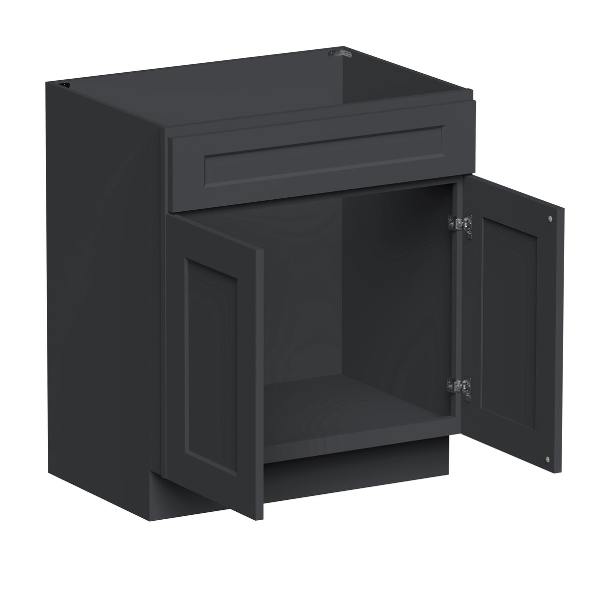 Cyber Grey RTA 24"/30"W x 21"D x 34.5"H Vanity Base Cabinet with 2 Doors and 1 False Drawer