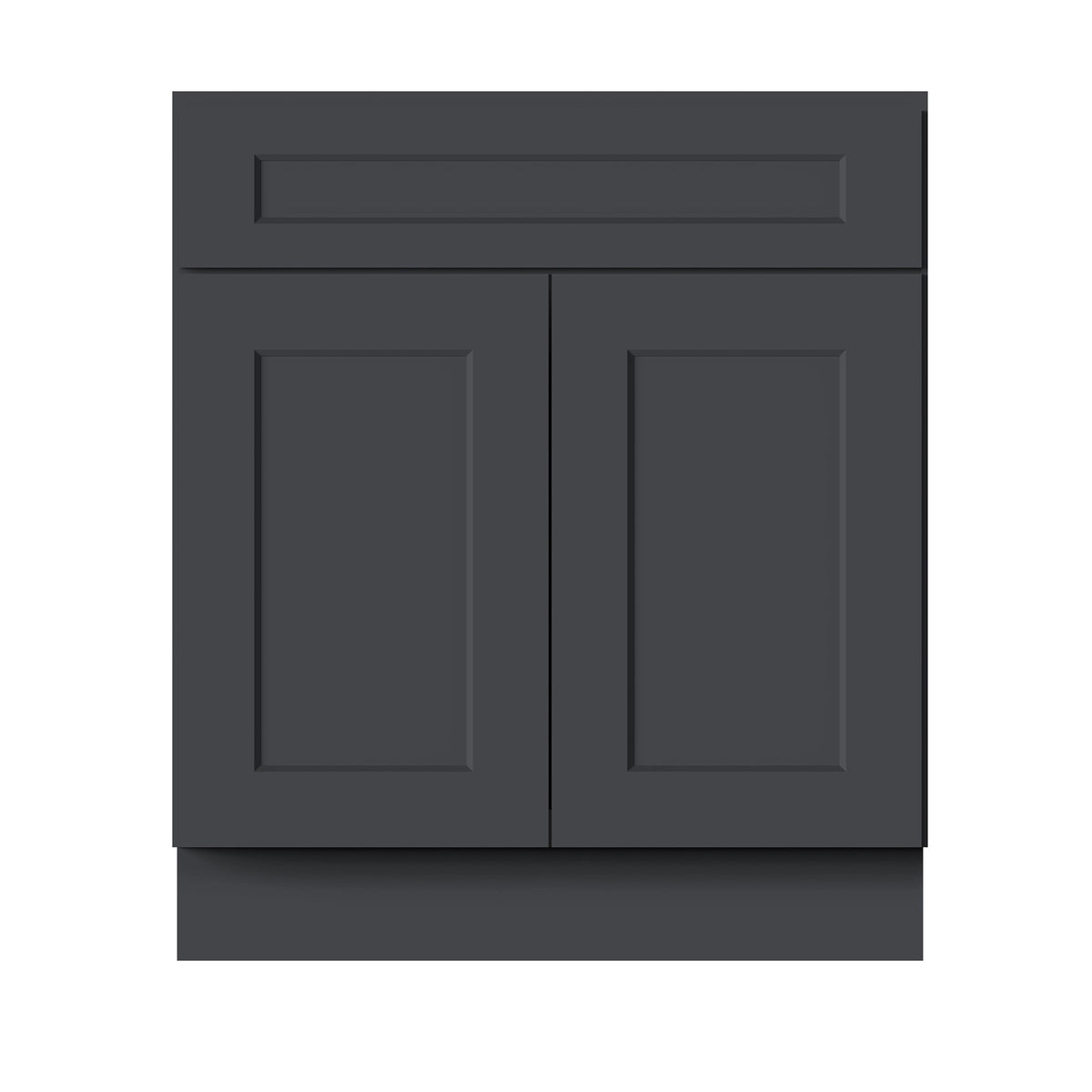 Cyber Grey RTA 24"/30"W x 21"D x 34.5"H Vanity Base Cabinet with 2 Doors and 1 False Drawer