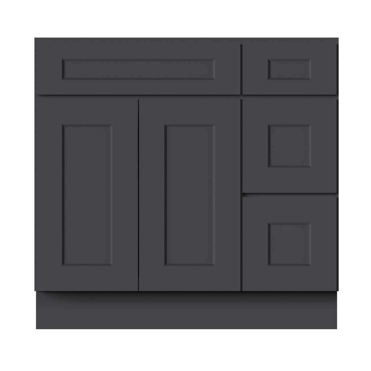 Cyber Grey RTA 36"W x 21"D x 34.5"H Vanity Base Cabinet with 2 Doors and 2 Right Drawers