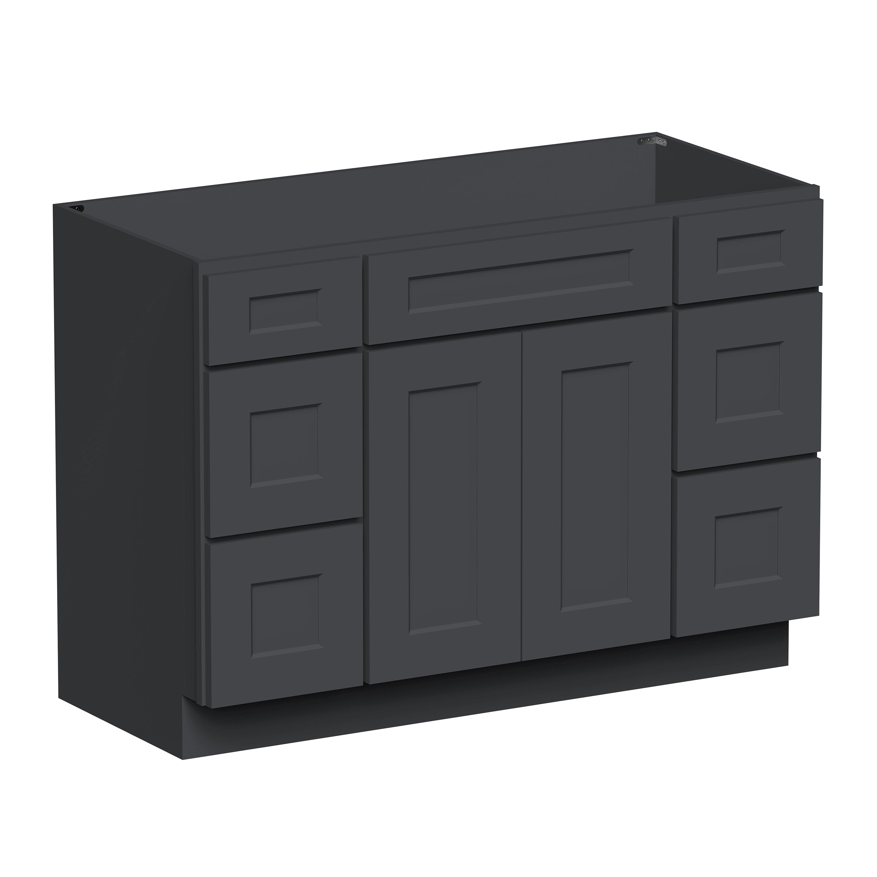 Cyber Grey RTA 48"W x 21"D x 34.5"H Vanity Base Cabinet with 2 Doors and 6 Drawers