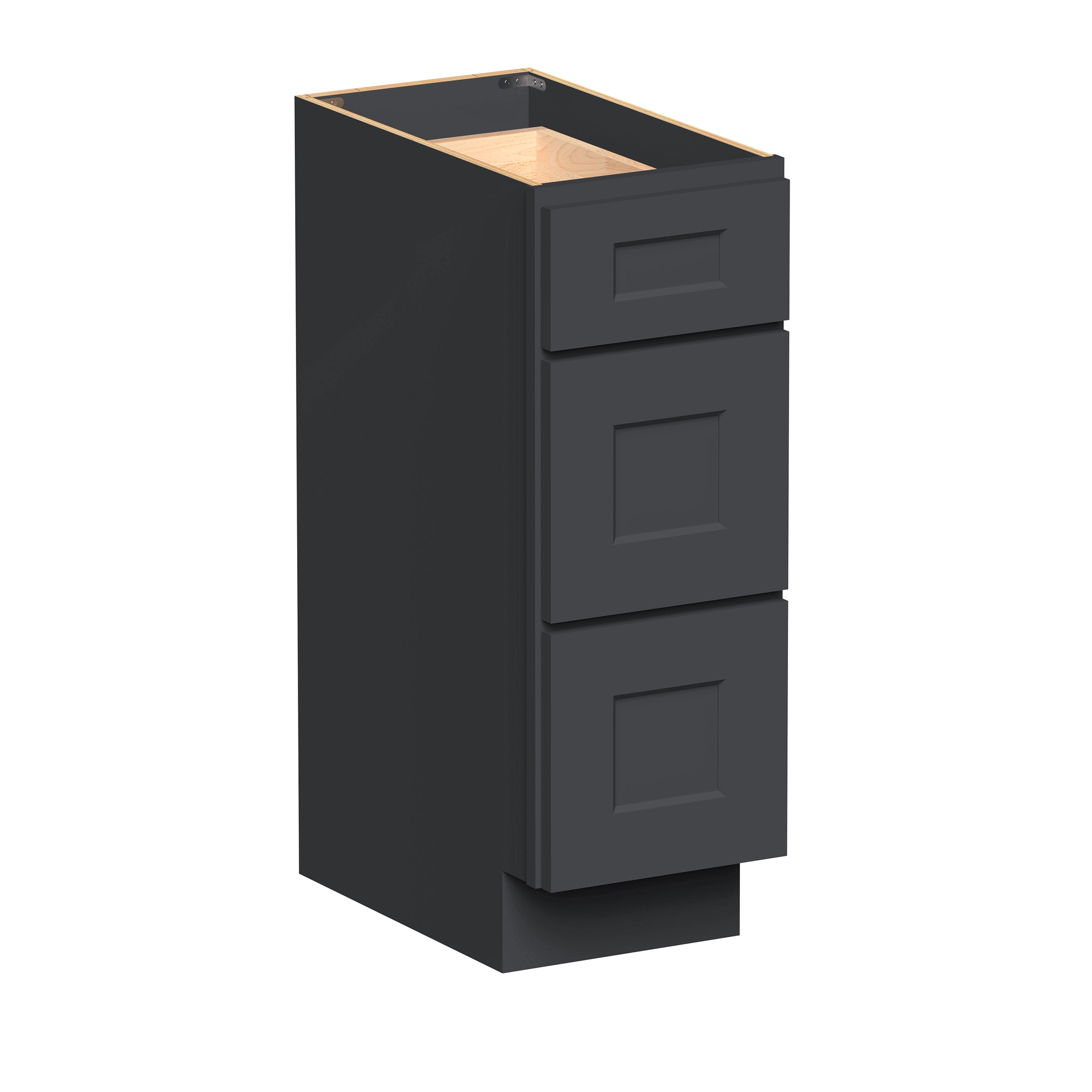 Cyber Grey RTA 12"-24"W x 21"D x 34.5"H Vanity Drawer Base Cabinet with 3 Drawers