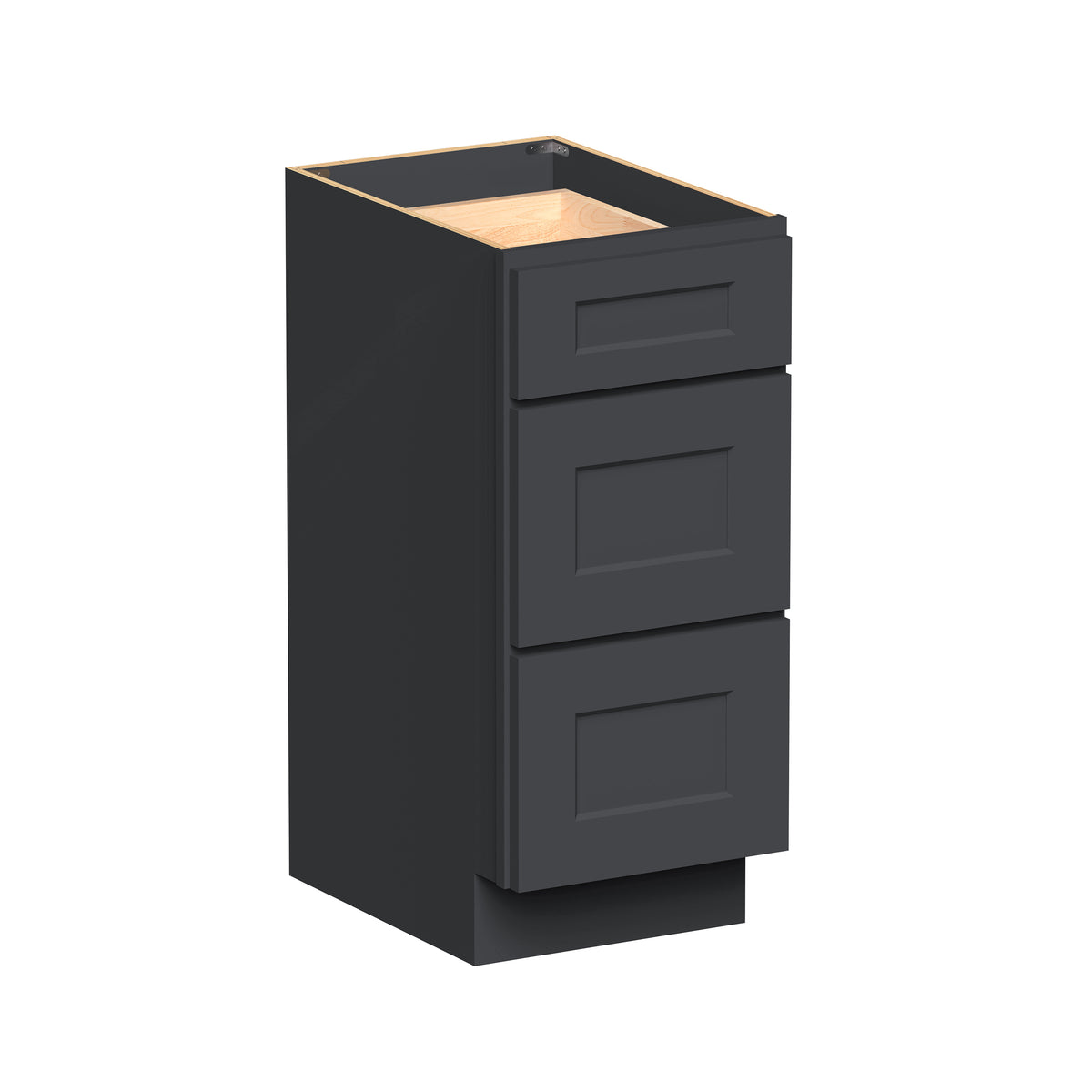 Cyber Grey RTA 12"-24"W x 21"D x 34.5"H Vanity Drawer Base Cabinet with 3 Drawers