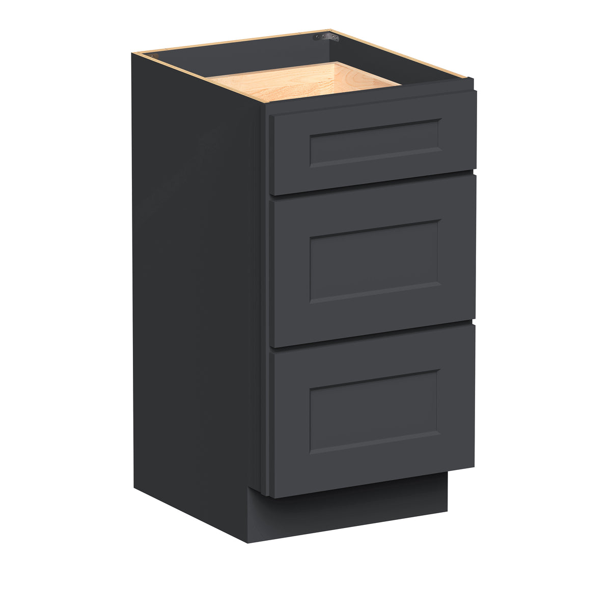 Cyber Grey RTA 12"-24"W x 21"D x 34.5"H Vanity Drawer Base Cabinet with 3 Drawers
