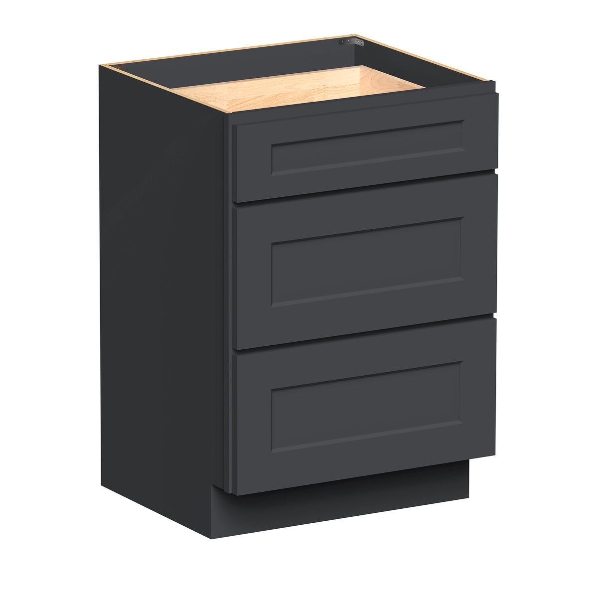 Cyber Grey RTA 12"-24"W x 21"D x 34.5"H Vanity Drawer Base Cabinet with 3 Drawers