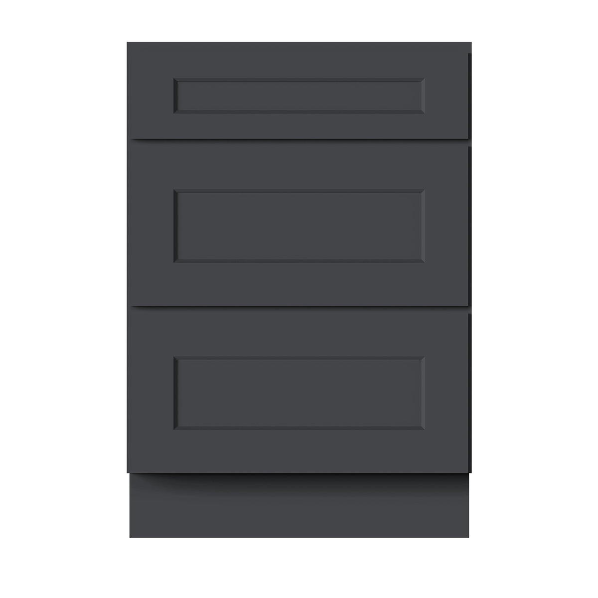 Cyber Grey RTA 12"-24"W x 21"D x 34.5"H Vanity Drawer Base Cabinet with 3 Drawers