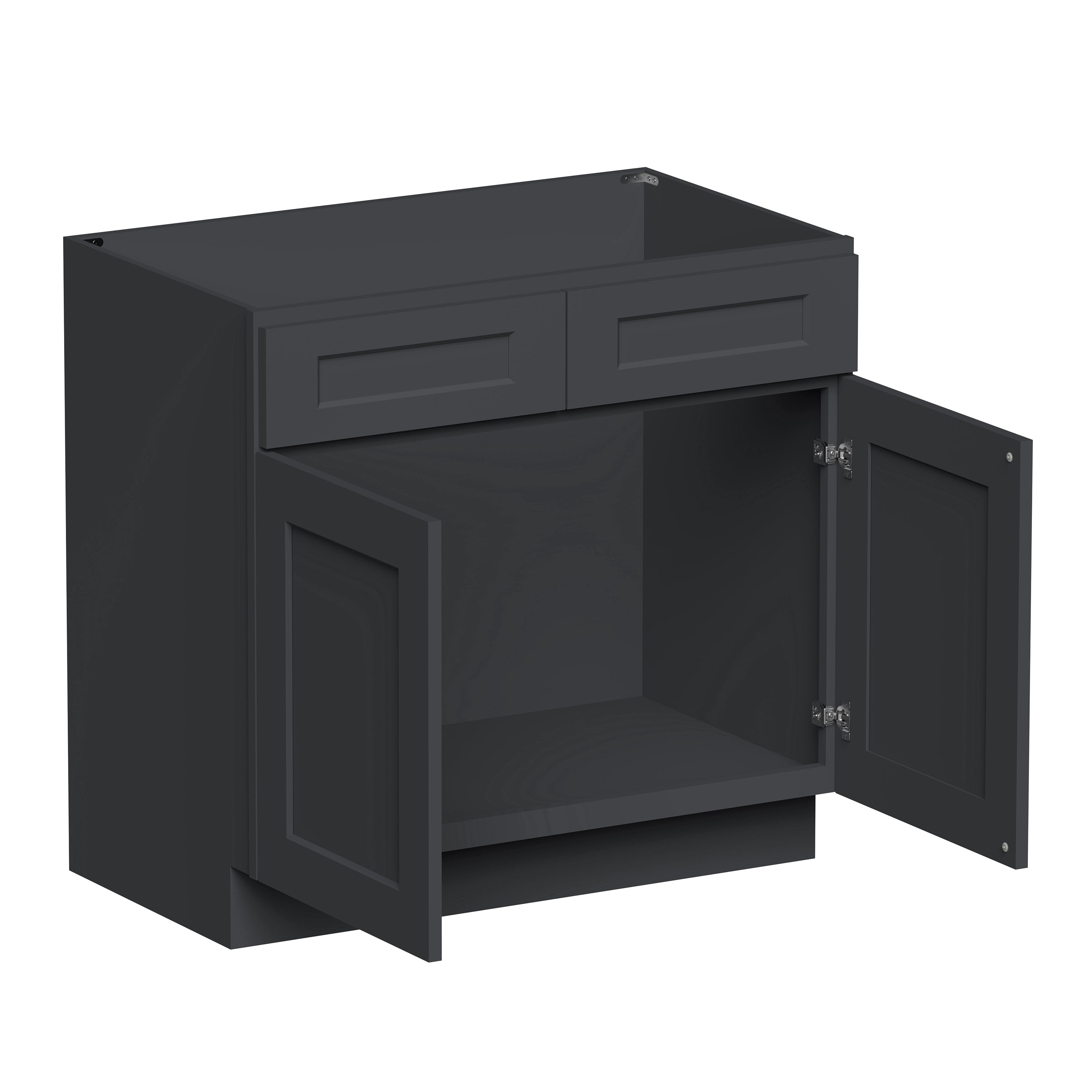 Cyber Grey RTA 36"W x 21"D x 34.5"H Vanity Base Cabinet with 2 Doors and 1 False Drawer