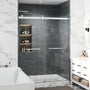 48"x76" Adjustable Frameless Double Sliding Shower Door with Towel Bars