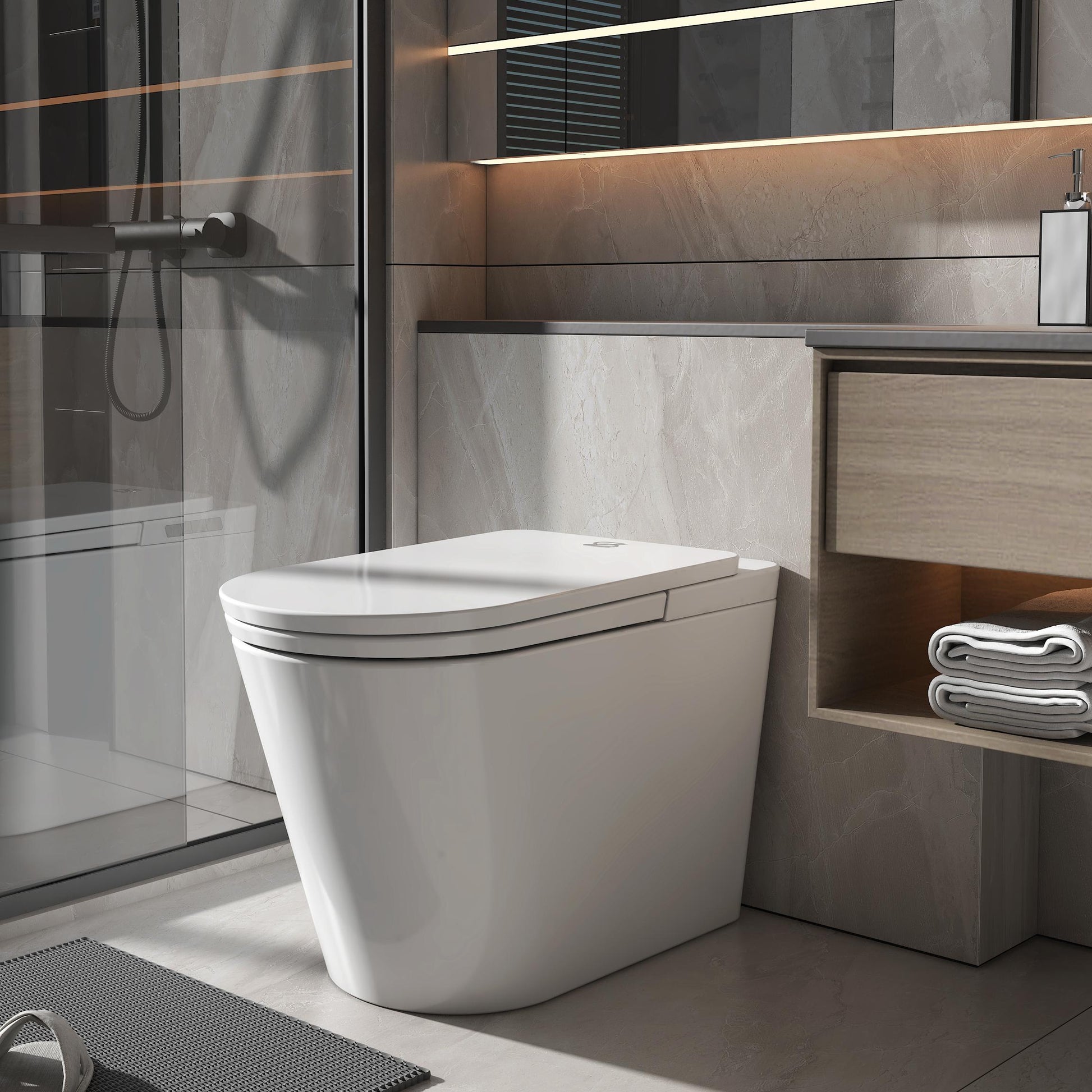 Luxury Smart Bidet Toilet with Heated Seat and Auto Flush, White, Gold, or Silver Seat Cover
