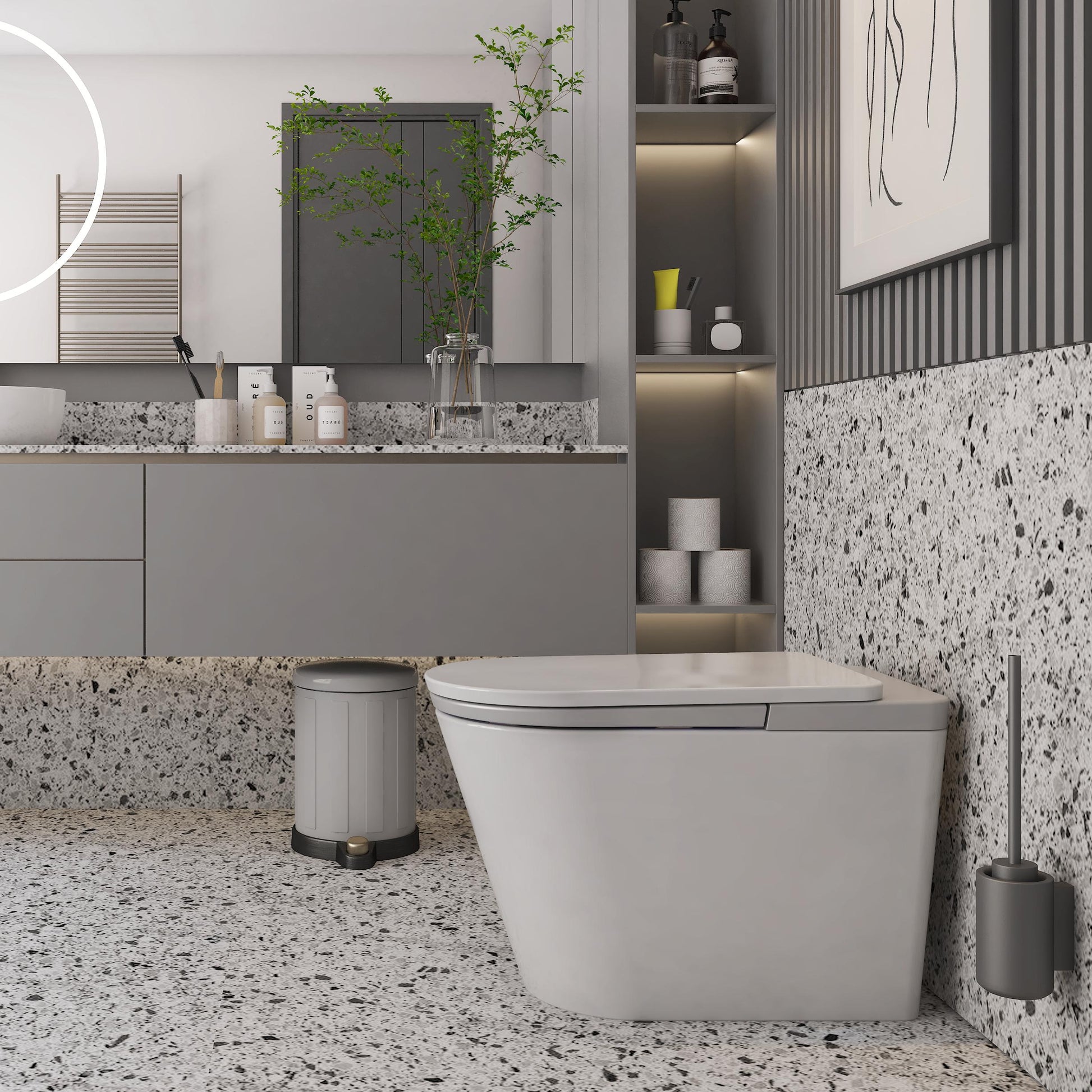 Luxury Smart Bidet Toilet with Heated Seat and Auto Flush, White, Gold, or Silver Seat Cover