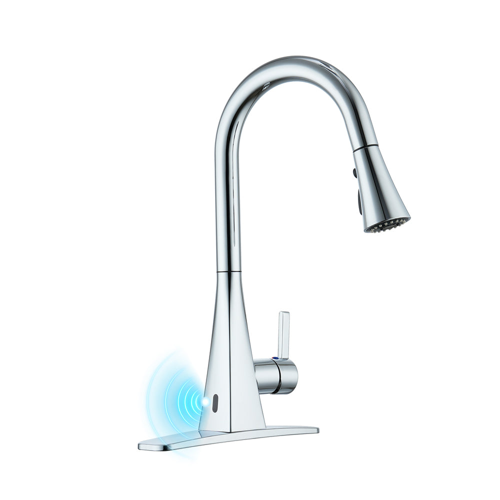 Touchless Dual-Sensor Pull-Down Kitchen Faucet with Modern Design