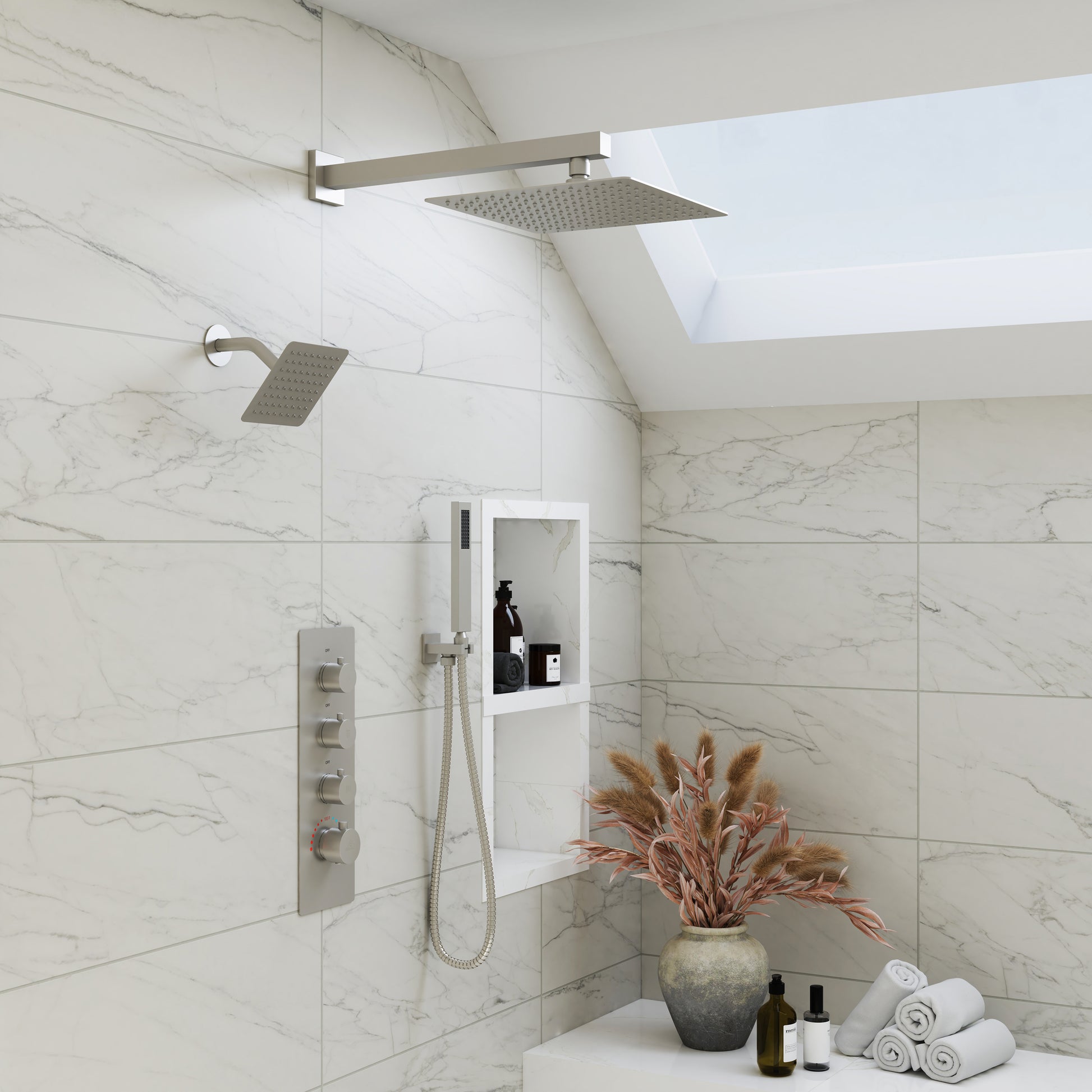 12-inch 3-Function Wall Mounted Dual Shower System with Thermostatic Valve